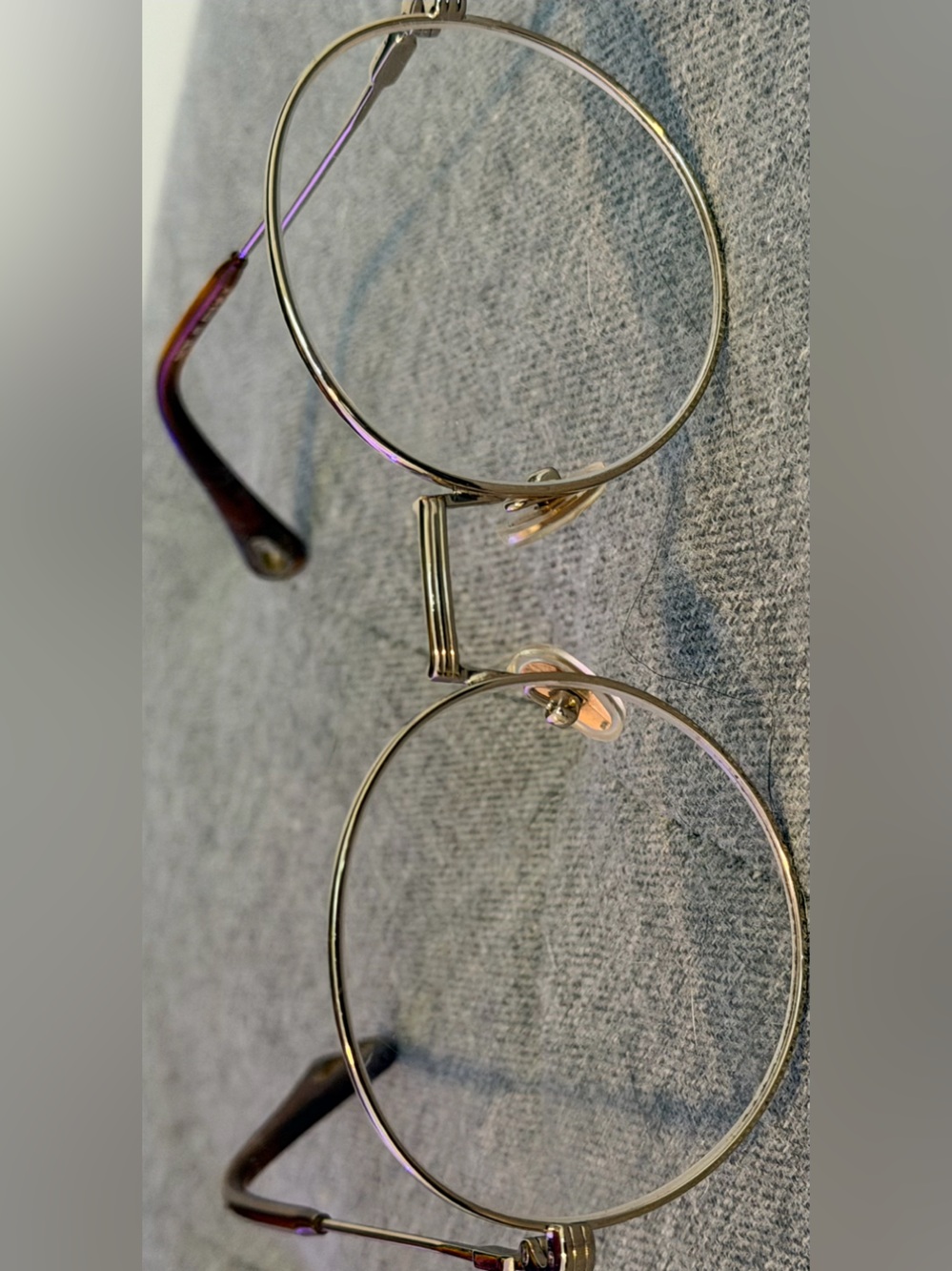 Chloe Gold Round Metal Glasses with Brown Temple Tips